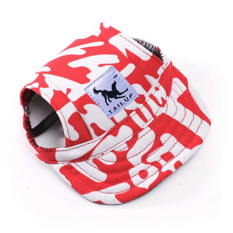 Cute Adjustable Cat and Dog Baseball Cap Canvas Cap With Ear Holes For Pet Dogs and Cats