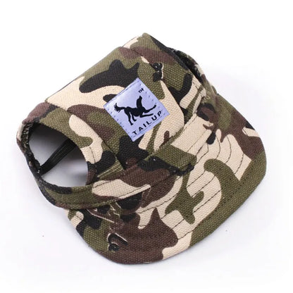 Cute Adjustable Cat and Dog Baseball Cap Canvas Cap With Ear Holes For Pet Dogs and Cats