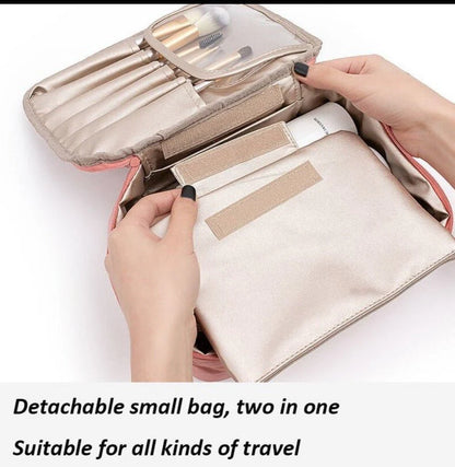 Elegant Travel Makeup Bag - Waterproof Nylon Cosmetic Storage with Smart Organization System