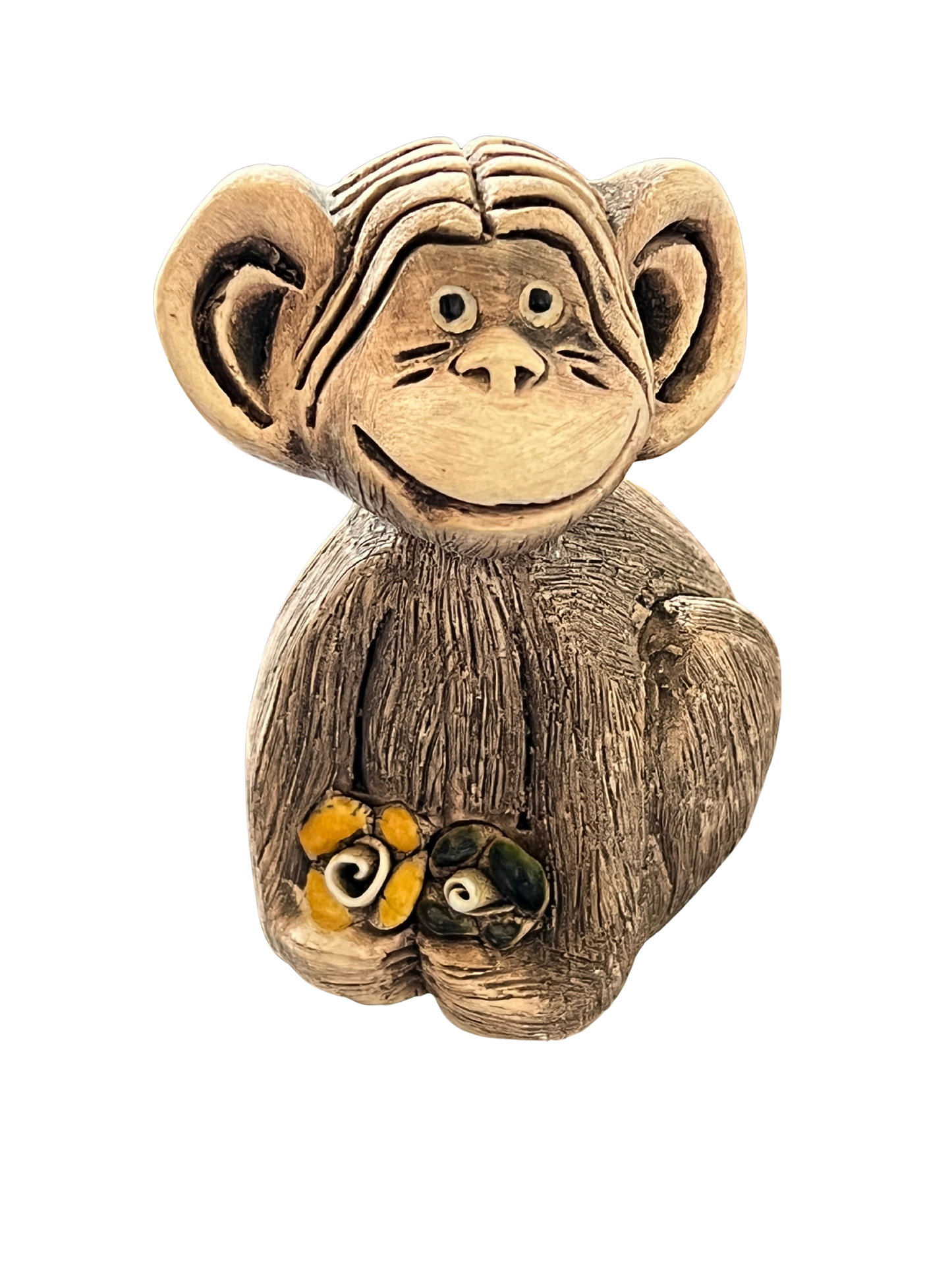 Rare Retired Artesania Rinconada Chimpanzee with Flowers Figurine #45 - Classic Collection