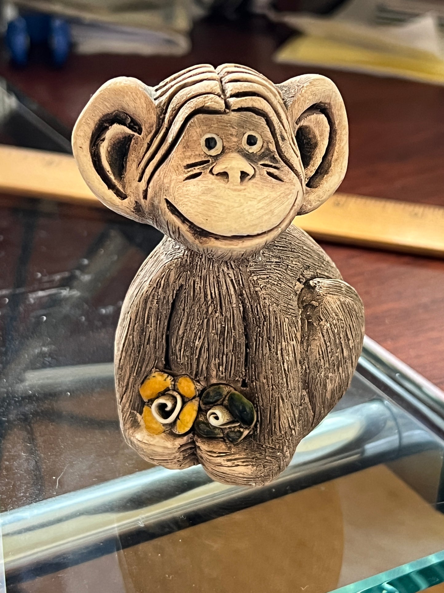 Rare Retired Artesania Rinconada Chimpanzee with Flowers Figurine #45 - Classic Collection