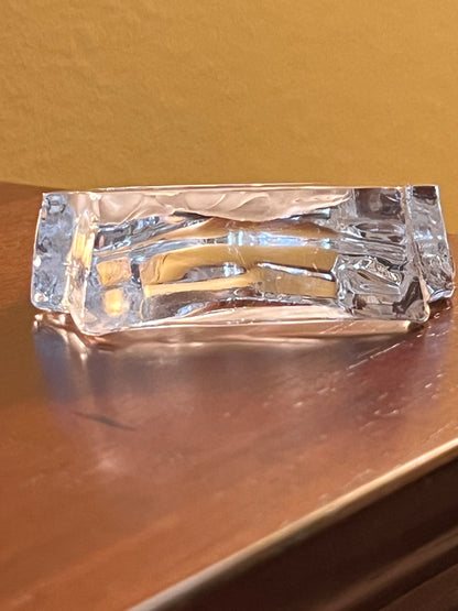 Vintage 3D Laser-Etched Crystal Crucifix Paperweight | Jesus on the Cross Art Glass