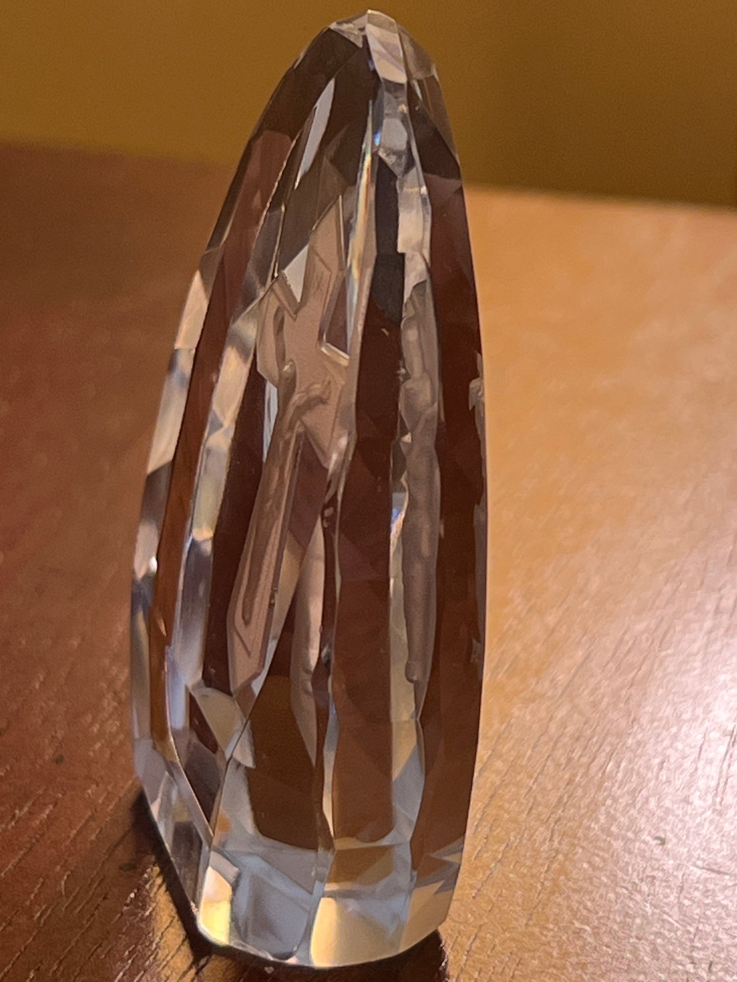 Vintage 3D Laser-Etched Crystal Crucifix Paperweight | Jesus on the Cross Art Glass