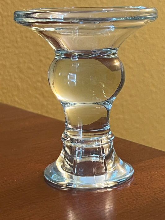 Vintage Clear Glass Dual-Purpose Candle Holder | Nordic Style Reversible Pillar & Taper Candlestick