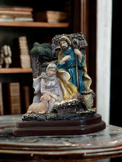 Hand-Painted Nativity Scene Figurine – Mary, Joseph, & Baby Jesus - A Timeless Christmas Centerpiece