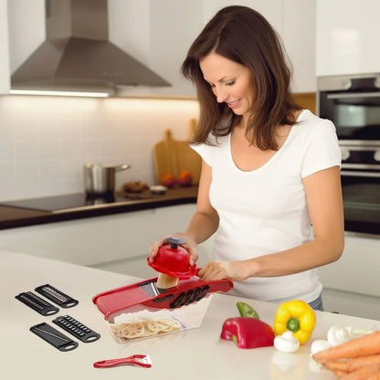 6-in-1 Multi-Functional Vegetable Slicer - Mandoline Slicer with Interchangeable Blades