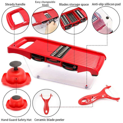6-in-1 Multi-Functional Vegetable Slicer - Mandoline Slicer with Interchangeable Blades