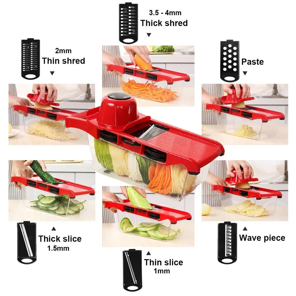 6-in-1 Multi-Functional Vegetable Slicer - Mandoline Slicer with Interchangeable Blades