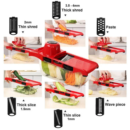 6-in-1 Multi-Functional Vegetable Slicer - Mandoline Slicer with Interchangeable Blades