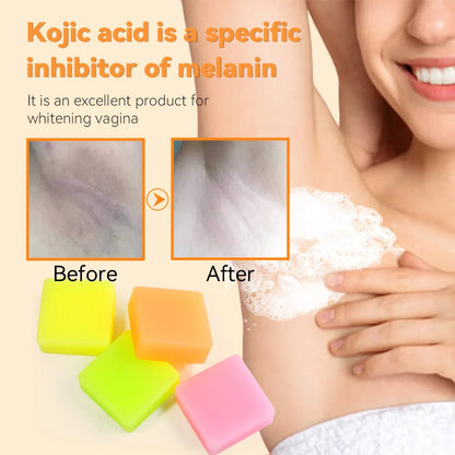 3 Pcs Pure Bliss Kojic Acid Yoni Soap - Natural Intimate Whitening & pH Balance Bar, Organic Feminine Hygiene Cleanser with Essential Oils, Moisturizing Daily Care Soap 3.5oz (Strawberry, Pineapple, Peach)
