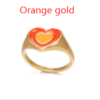 Vintage Heart Ring:  Alloy, Electroplated Finish - Orange/Green/Brown Gold & Silver - Sizes 6, 7, 8