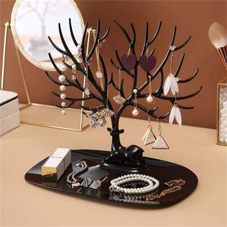 Deer Antlers Jewelry Holder - Tree Branch Design with Oval Base Tray
