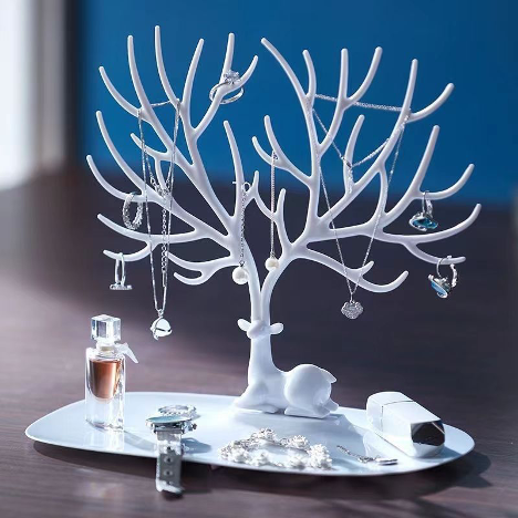 Deer Antlers Jewelry Holder - Tree Branch Design with Oval Base Tray