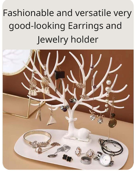 Deer Antlers Jewelry Holder - Tree Branch Design with Oval Base Tray