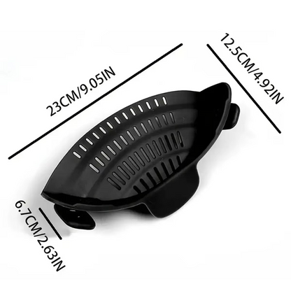 Universal Silicone Clip-On Strainer:  Effortlessly Strain Pots & Pans - No More Messes!