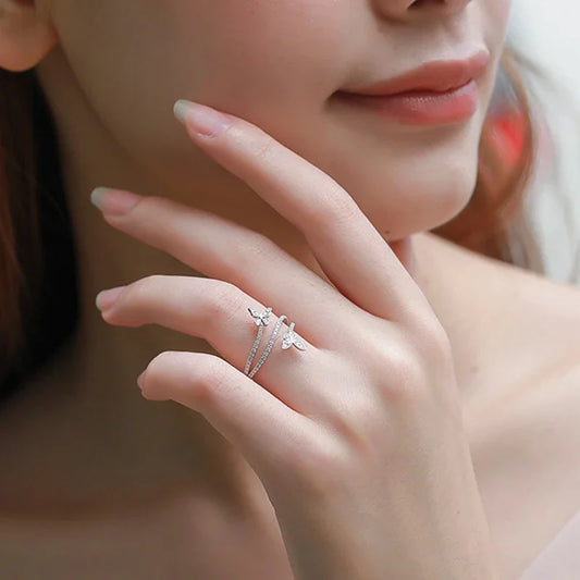 Dainty Double Butterfly Zirconia Ring