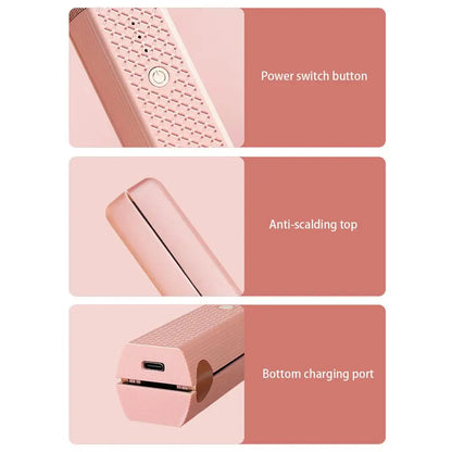 Portable Cordless Hair Straightener & Curler - USB Rechargeable 2-in-1 Flat Iron with Tourmaline Ceramic Plates | 30-Second Heat-Up, 3 Temperature Settings for All Hair Types