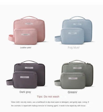 Elegant Travel Makeup Bag - Waterproof Nylon Cosmetic Storage with Smart Organization System