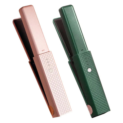 Portable Cordless Hair Straightener & Curler - USB Rechargeable 2-in-1 Flat Iron with Tourmaline Ceramic Plates | 30-Second Heat-Up, 3 Temperature Settings for All Hair Types