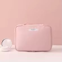 Elegant Travel Makeup Bag - Waterproof Nylon Cosmetic Storage with Smart Organization System
