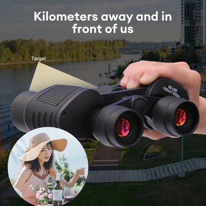 Waterproof Premium 80x80 HD Military Zoom Binoculars - Compact High-Power Binoculars with BAK4 Prism & FMC Coating for Bird Watching, Sports, Travel, Hunting, Theater, Concerts - Complete Kit with Carrying Case