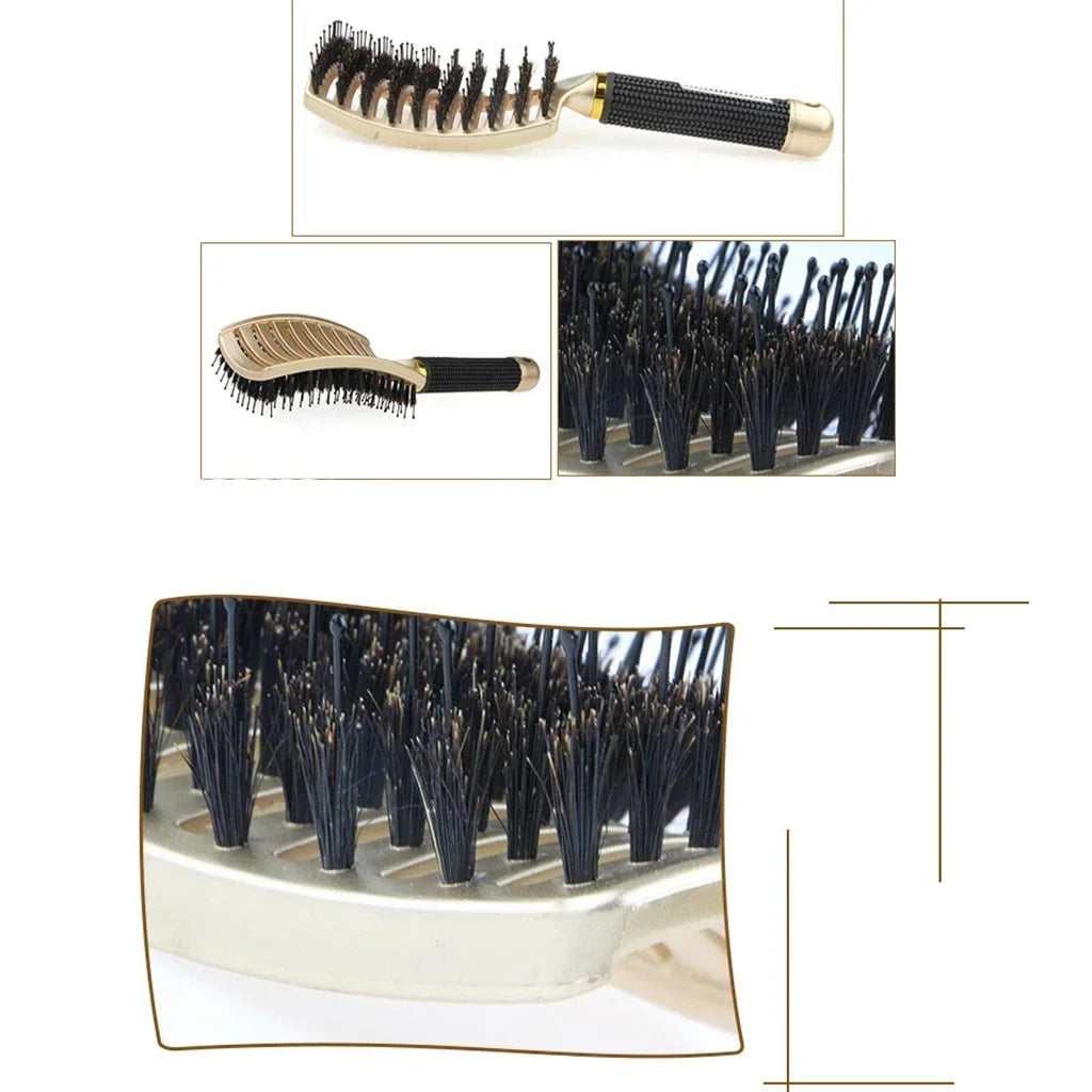 Premium Detangling Hairbrush with Boar & Nylon Bristles - Pain-Free Anti-Frizz Hair Brush for All Hair Types | Ergonomic Scalp Massage Brush for Women, Men & Kids