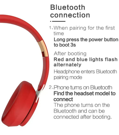 XBass Wireless Over-Ear Headphones with Mic - Active Noise Cancelling Bluetooth 5.3 Headset for Work, Gym, Travel, & Music, 300-Hour Standby Time & Fast Charging (Red)