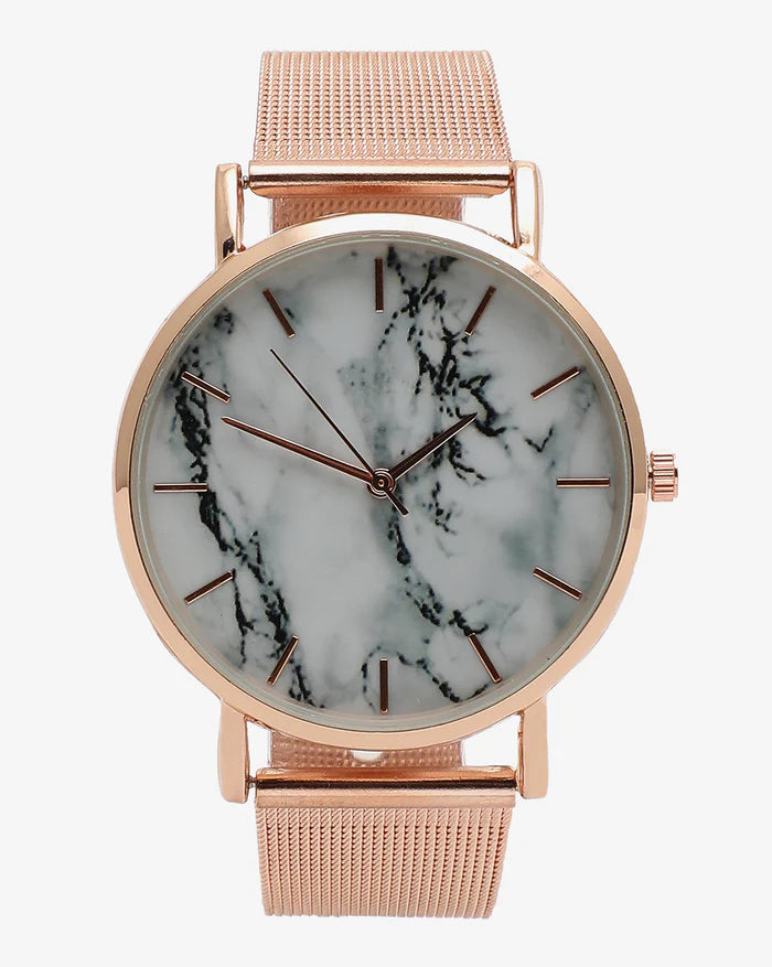 Fashion Rose Gold Mesh Band Creative Marble Female Wrist Watch Luxury Women Quartz Watches Gifts Relogio Feminino