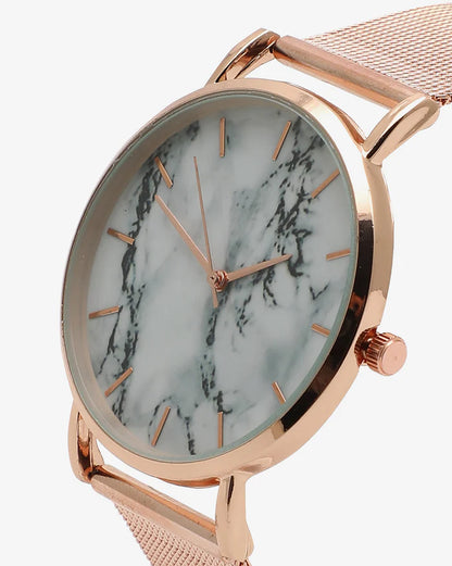 Fashion Rose Gold Mesh Band Creative Marble Female Wrist Watch Luxury Women Quartz Watches Gifts Relogio Feminino