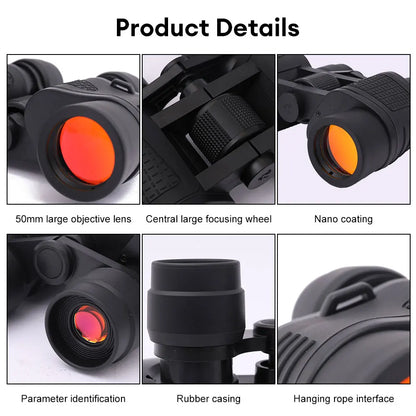Waterproof Premium 80x80 HD Military Zoom Binoculars - Compact High-Power Binoculars with BAK4 Prism & FMC Coating for Bird Watching, Sports, Travel, Hunting, Theater, Concerts - Complete Kit with Carrying Case