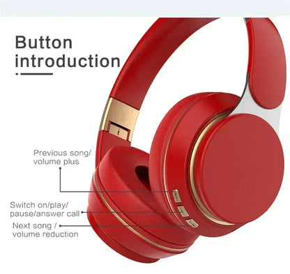 XBass Wireless Over-Ear Headphones with Mic - Active Noise Cancelling Bluetooth 5.3 Headset for Work, Gym, Travel, & Music, 300-Hour Standby Time & Fast Charging (Red)