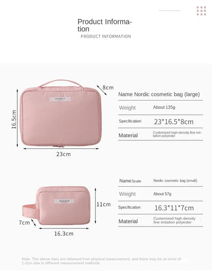 Elegant Travel Makeup Bag - Waterproof Nylon Cosmetic Storage with Smart Organization System