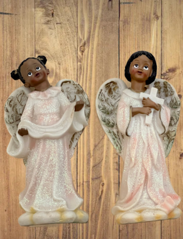 Heavenly Love: Afrocentric Mother & Daughter Angel Figurine Set