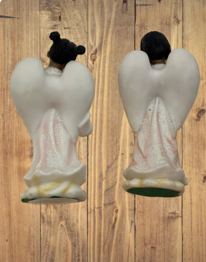 Heavenly Love: Afrocentric Mother & Daughter Angel Figurine Set