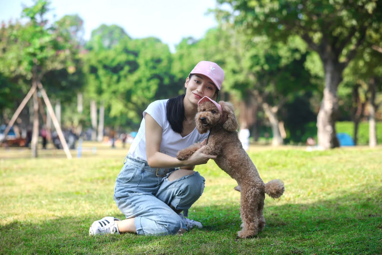 Cute Adjustable Cat and Dog Baseball Cap Canvas Cap With Ear Holes For Pet Dogs and Cats