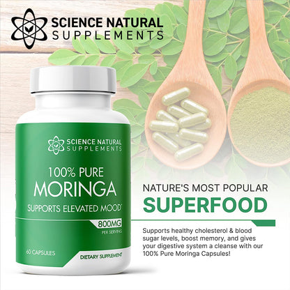 Science Natural Supplements: 100% Pure 800mg Moringa Capsules (60 Count)