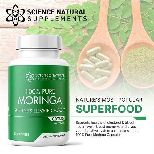 Science Natural Supplements: 100% Pure 800mg Moringa Capsules (60 Count)