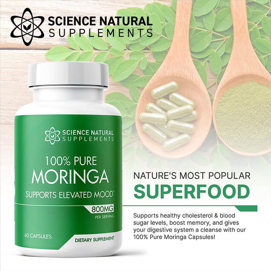 Science Natural Supplements: 100% Pure 800mg Moringa Capsules (60 Count)