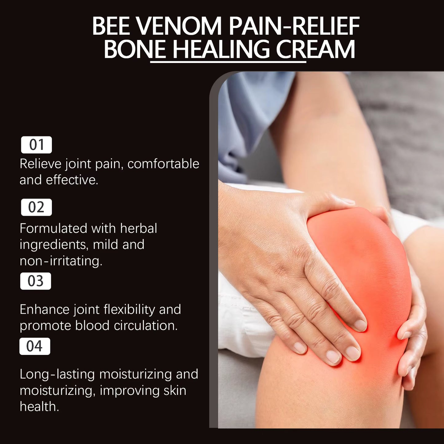 Bee Venom Joint Relief Cream (2-Pack) - 60g Natural Pain Relief Cream with Honey & Glycerin for Arthritis, Muscle Pain & Joint Stiffness