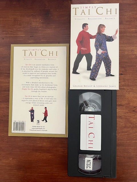 Vintage SIMPLY TAI CHI! Book & NTSC VHS Tape Set | Vitality, Relaxation, Balance Program by Graham Bryant & Lorraine James | NEW/Never Used