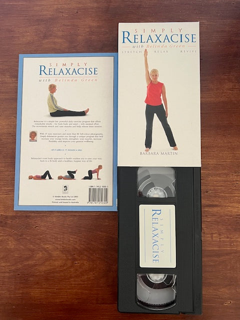 Vintage Simply Relaxacise! 64-Page Book & VHS Tape Set - Belinda Green’s 15-Minute Stretching & Relaxation Program | NEW/Never Used!