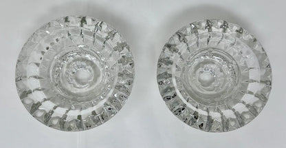 Set of 2 Vintage KIG Indonesia Pressed Glass 3-in-1 Candle Holders