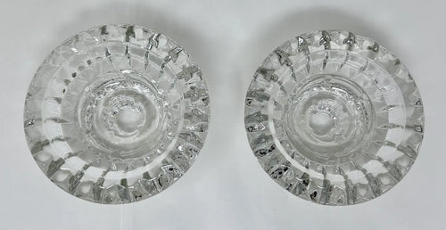 Set of 2 Vintage KIG Indonesia Pressed Glass 3-in-1 Candle Holders