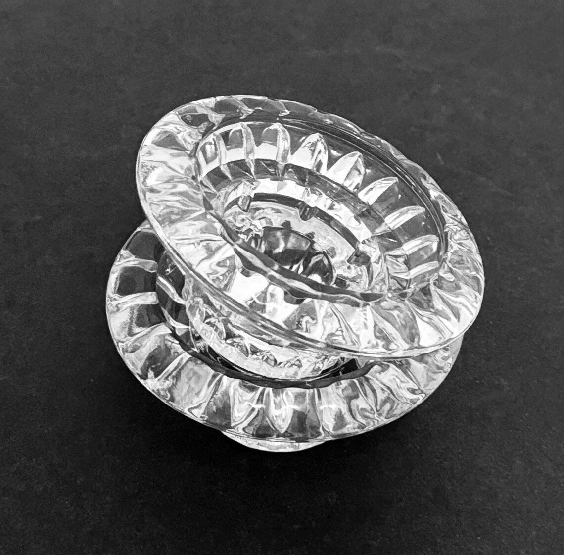 Set of 2 Vintage KIG Indonesia Pressed Glass 3-in-1 Candle Holders