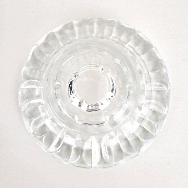 Set of 2 Vintage KIG Indonesia Pressed Glass 3-in-1 Candle Holders