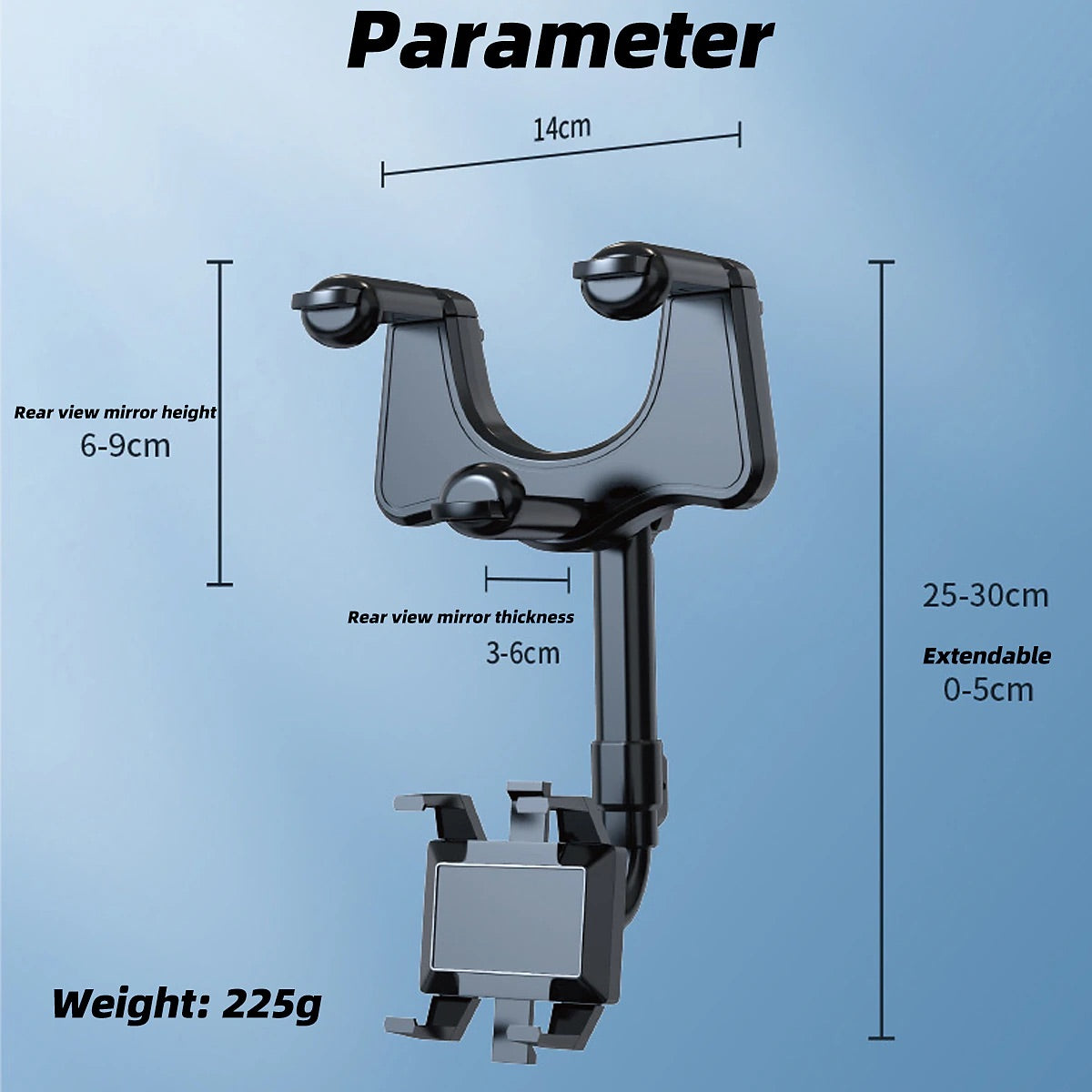 360° Rotatable Review Mirror Smart Phone Holder for Car Buckle Type Universal Adjustable Telescopic Car Rotatable Phone Holder for Car Compatible with all Mobile Phones