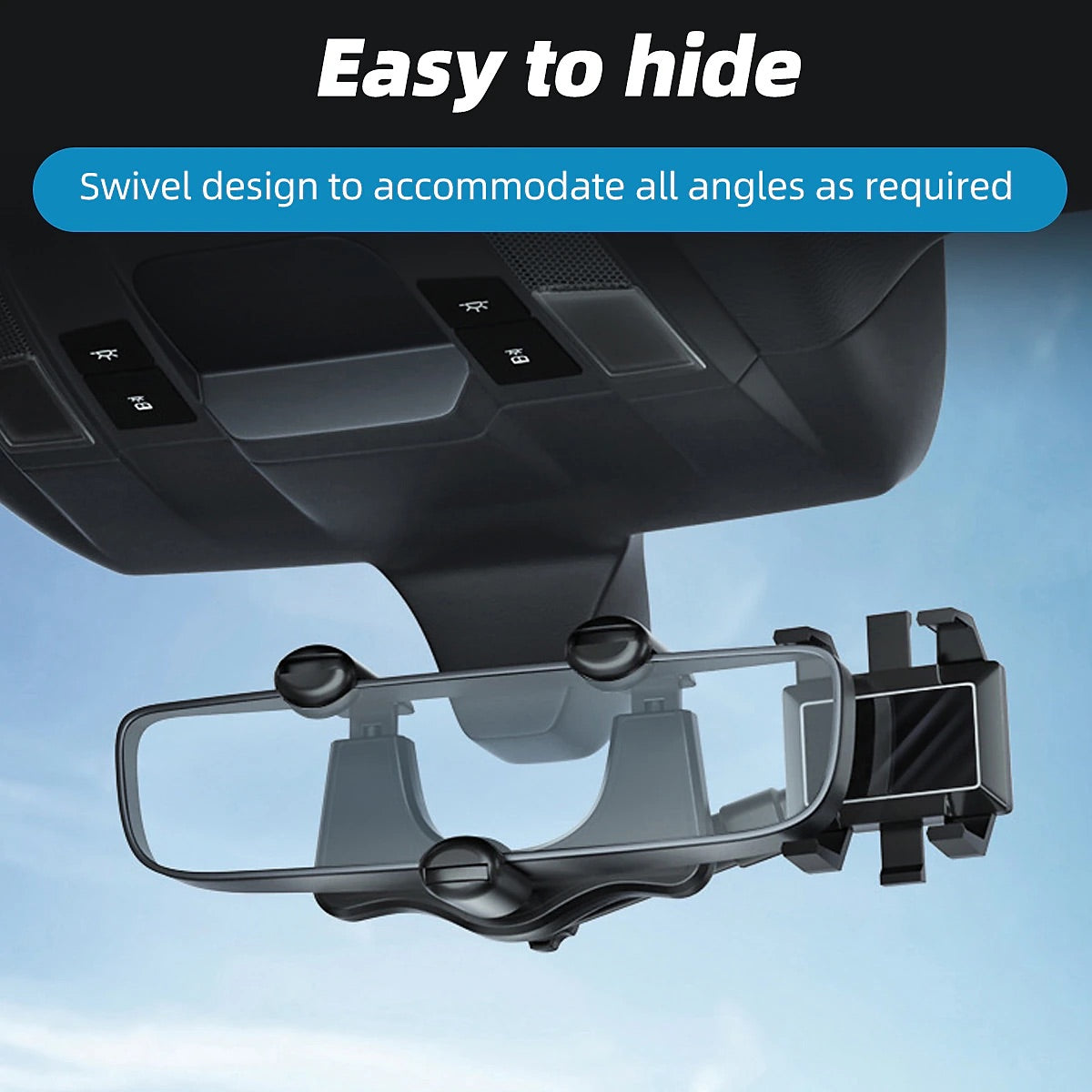 360° Rotatable Review Mirror Smart Phone Holder for Car Buckle Type Universal Adjustable Telescopic Car Rotatable Phone Holder for Car Compatible with all Mobile Phones