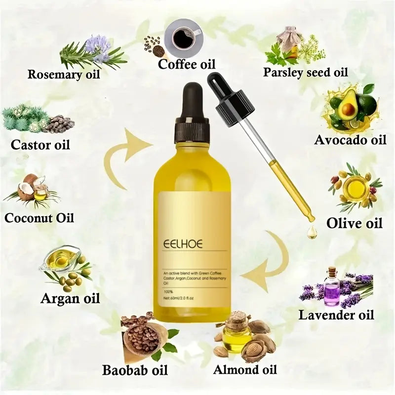 EELHOE Rosemary Hair Growth Oil Serum - 3-Pack Natural Formula for Hair Thinning (60ml Each)