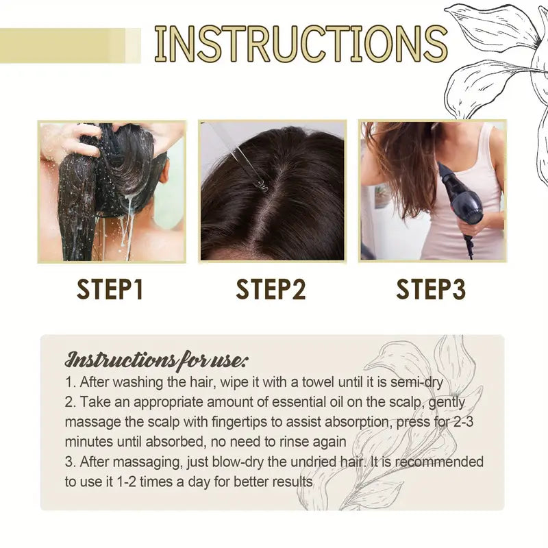 EELHOE Rosemary Hair Growth Oil Serum - 3-Pack Natural Formula for Hair Thinning (60ml Each)