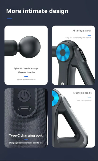 9-Speed Deep Tissue Massage Gun, 9 Heads, LCD Display, Rechargeable, Low Noise, Quiet Handheld Percussion Massager for Muscle Recovery, Pain Relief & Relaxation